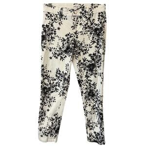 Calvin Klein‎ Jean Pants Size 6 Black and White Floral Ankle Length